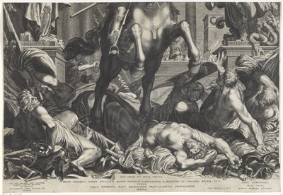 Kaiser Ferdinand II. zu Pferd (unteres Blatt) von Egidius  Sadeler (II)