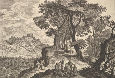 Landschaft mit Tobias und dem Engel und Zigeunern von Aegidius Sadeler II