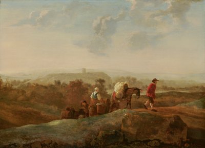 Wandernde Bauern in einer südlichen Landschaft von Aelbert Cuyp