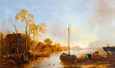 Am Ufer eines Kanals in Holland von Aert van der (after) Neer