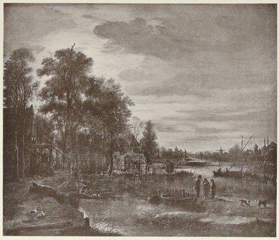 Mondschein Flusslandschaft mit Figuren von Aert van der Neer