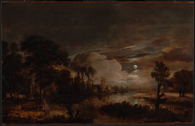 Mondscheinlandschaft mit Blick auf den Neuen Amstel und Schloss Kostverloren von Aert van der Neer