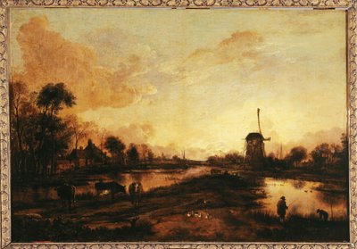 Sonnenuntergang am Yssel, ca. 1645 von Aert van der Neer