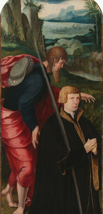 Die Auferweckung des Lazarus (Innere linke Flügel eines Triptychons mit dem männlichen Stifter und St. Jakobus dem Älteren) von Aertgen Claesz van Leyden (attributed to)