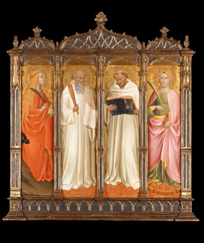 Heilige Maria Magdalena, Benedikt, Bernhard von Clairvaux und Katharina von Alexandria, ca. 1380 von Agnolo Gaddi