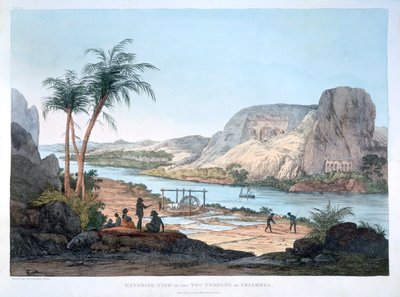 Außenansicht der beiden Tempel von Ybsambul, Ägypten, 1820 von Agostino Aglio