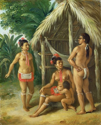 Eine Familie der Leeward-Inseln vor einer Hütte, ca. 1780 von Agostino Brunias
