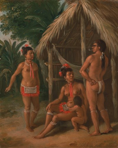 Eine Karibenfamilie der Leeward-Inseln vor einer Hütte, ca. 1780 von Agostino Brunias