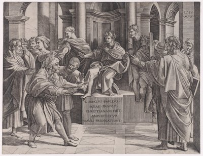 Die Blendung des Elymas von Agostino Veneziano