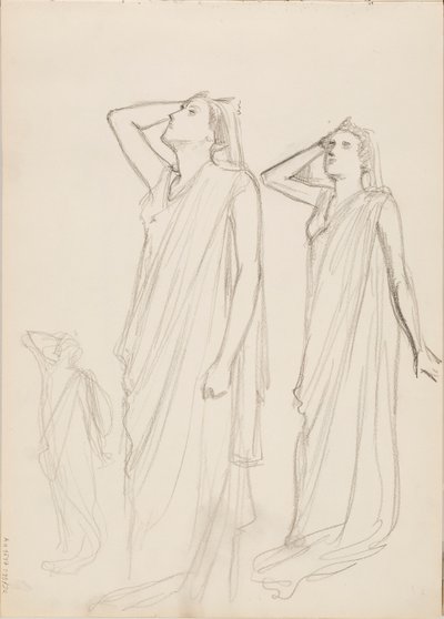 Aino Ackté als Alcestis, drei Skizzen von Albert Edelfelt