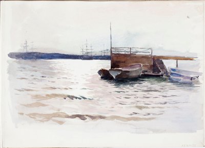 Boote am Pier von Albert Edelfelt