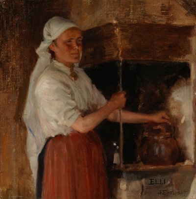 Elli Jäppinen am Herd, Studie von Albert Edelfelt