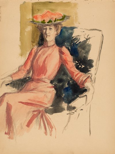 Sitzende Frau mit Hut von Albert Edelfelt
