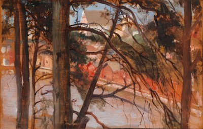 Porvoo von Näsinmäki Hügel aus gesehen von Albert Edelfelt