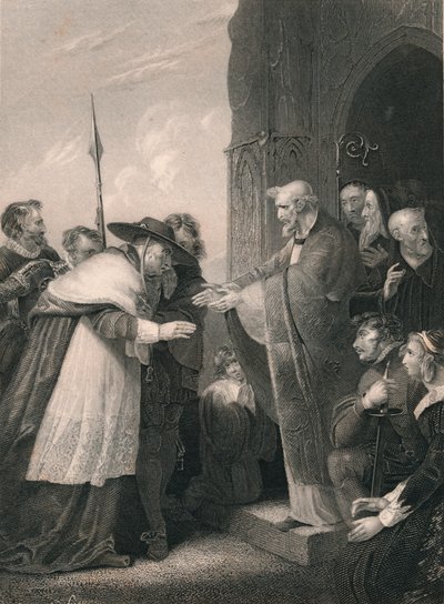 Kardinal Wolsey betritt die Abtei von Leicester, 1530, Mitte des 19. Jahrhunderts von Albert Henry Payne