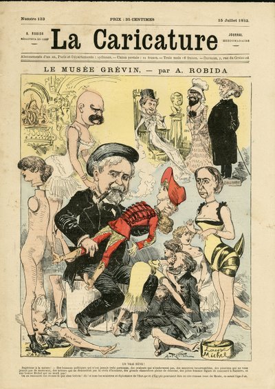 Illustration von Albert Robida (1848-1926) für das Cover von La Caricature (1880) von Albert Robida
