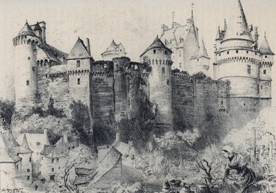 La Château fort de Vitré en Ille-et-Vilaine - La vieille France - La Bretagne - Text, Zeichnungen und Lithografien von Albert Robida (1848-1926) undatiert, spätes 19. Jahrhundert von Albert Robida