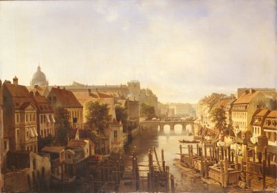 Blick auf die Lange Brücke vom Mühlendamm, 1850 von Albert Schwendy