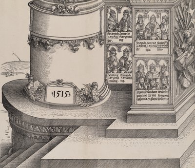 Porträts von Maximilians Verwandten und die Basis der linken äußeren Säule mit dem Datum 1515 von Albrecht Altdorfer