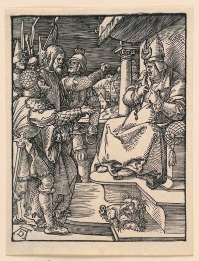 Christus vor Kaiphas, aus der Serie Die kleine Passion von Albrecht Dürer