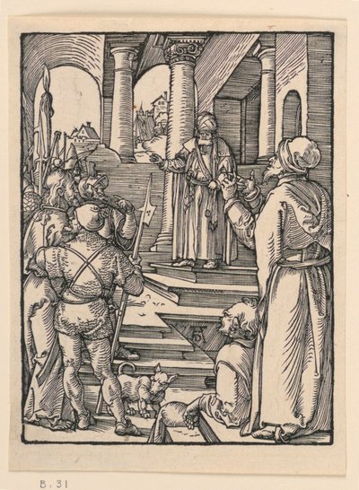 Christus vor Pilatus, aus der Serie Die kleine Passion von Albrecht Dürer