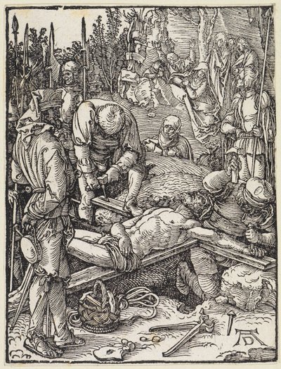 Christus wird an das Kreuz genagelt von Albrecht Dürer