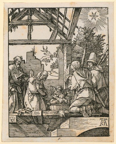 Geburt Christi, Blatt 5 der Folge "Kleine Holzschnitt-Passion" von Albrecht Dürer