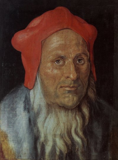 Porträt eines bärtigen Mannes mit roter Kappe von Albrecht Dürer