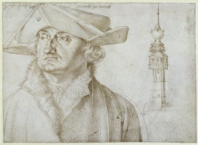 Lazarus Ravensburger und der Turm des Hofes von Liere in Antwerpen von Albrecht Dürer