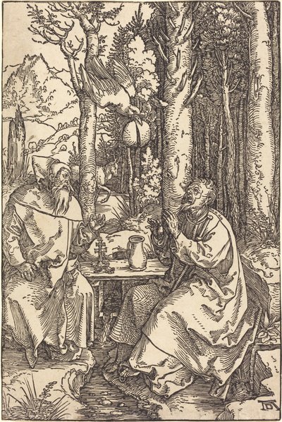 Heiliger Antonius und Heiliger Paulus in der Wildnis von Albrecht Dürer