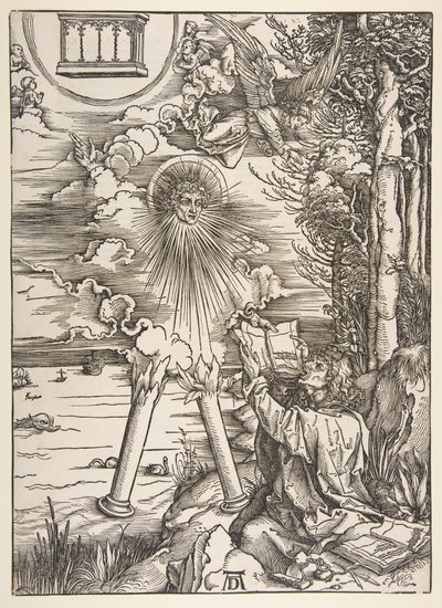 Der heilige Johannes verschlingt das Buch, aus „Die Apokalypse“ von Albrecht Dürer
