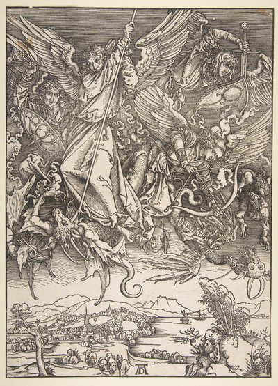 Sankt Michael kämpft gegen den Drachen, aus "Die Apokalypse" von Albrecht Dürer