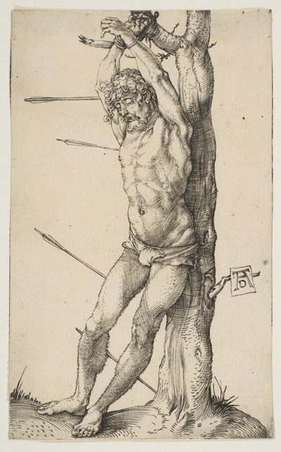 Heiliger Sebastian an einen Baum gebunden von Albrecht Dürer