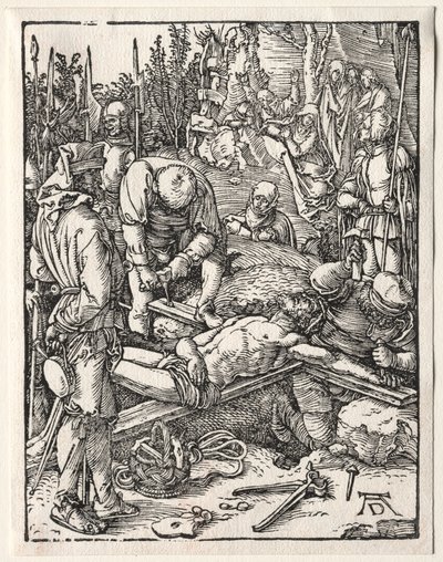 Die Kleine Passion: Christus wird ans Kreuz genagelt von Albrecht Dürer