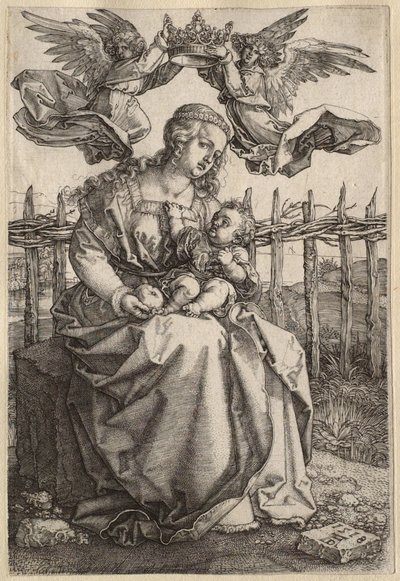 Die von zwei Engeln gekrönte Jungfrau mit dem Kind von Albrecht Dürer