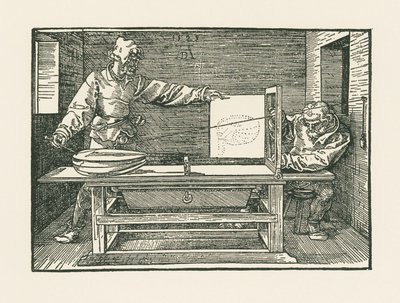 Ein Mann zeichnet eine Laute von Albrecht Dürer or Duerer