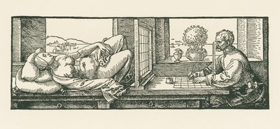 Ein Mann zeichnet eine liegende Frau von Albrecht Dürer or Duerer
