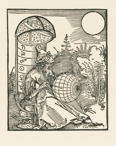 Sitzender Astronom mit einem Globus von Albrecht Dürer or Duerer