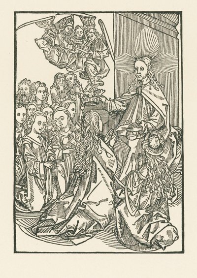 Die Belohnung der Auserwählten, dargestellt durch die Krönung Marias, umgeben von den Heiligen von Albrecht Dürer or Duerer