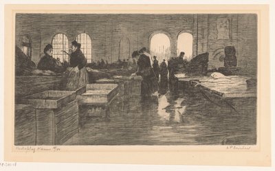 Innenansicht des Fischmarktes am Nieuwmarkt in Amsterdam von Albrecht Felix Reicher (signed by artist)