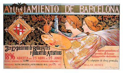 Plakat für die dritte "Ausstellung der Schönen Künste und der künstlerischen Industrien" in Barcelona 1896 von Alejandro de Riquer