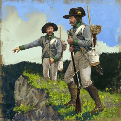 Österreichische Pioniere in Perlustration, um 1809, 2018 von Alessandro Lonati