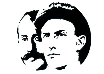 Porträt von Orville (1871-1948) und Wilbur Wright (1867-1912), amerikanische Pioniere der Luftfahrt. von Alessandro Lonati