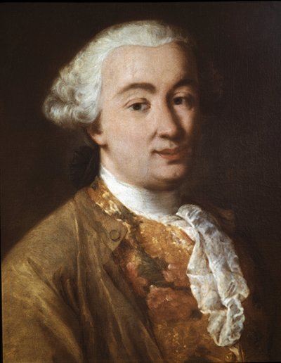 Porträt von Carlo Goldoni, italienischer Theaterautor, Detail (Öl auf Leinwand) von Alessandro Longhi