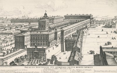 Palast des Papstes auf dem Quirinalshügel, auch bekannt als Monte Cavallo, Zeichnung und Gravur von Alessandro Specchi (1668-1729), Italien von Alessandro Specchi