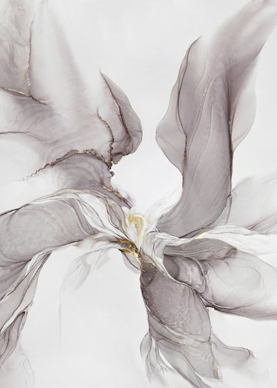 Ätherischer Grau-Gold-Fluss von Alevtina Shelest