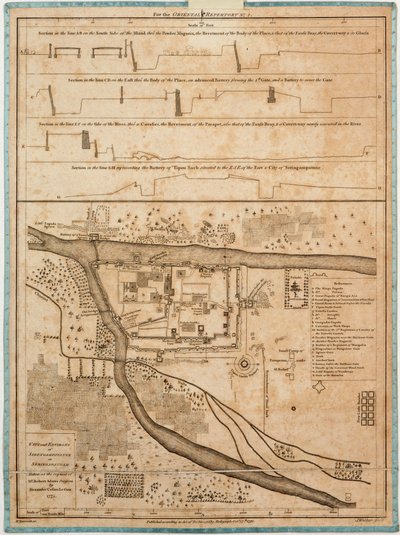 Stadt und Umgebung von Sirengampatanne oder Seringapatnam, aufgenommen auf Wunsch von Mr. Robert Adams, Chirurg, von Alexander Cesars LeGou 1775 von Alexander Dalrymple