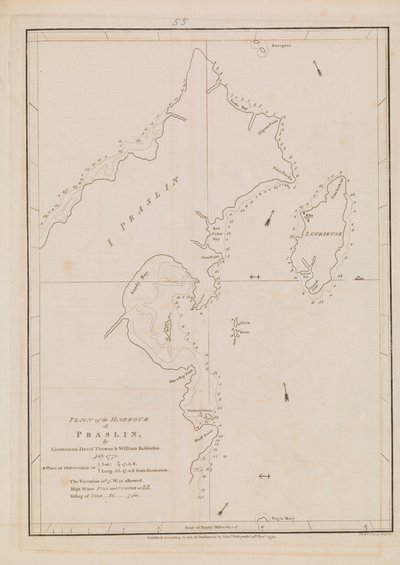 Plan des Hafens von Praslin, spätes 18. bis frühes 19. Jahrhundert von Alexander Dalrymple