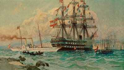 Die österreichische Yacht Fantasie und der Liner Kaiser von Alexander Kirchner