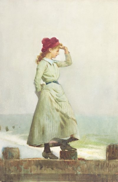 Junges Mädchen auf der Seemauer von Alexander M. Rossi